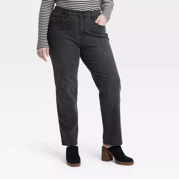 Women's High-Rise 90's Vintage Straight Jeans - Universal Thread™ Black 8S - Picture 1 of 3